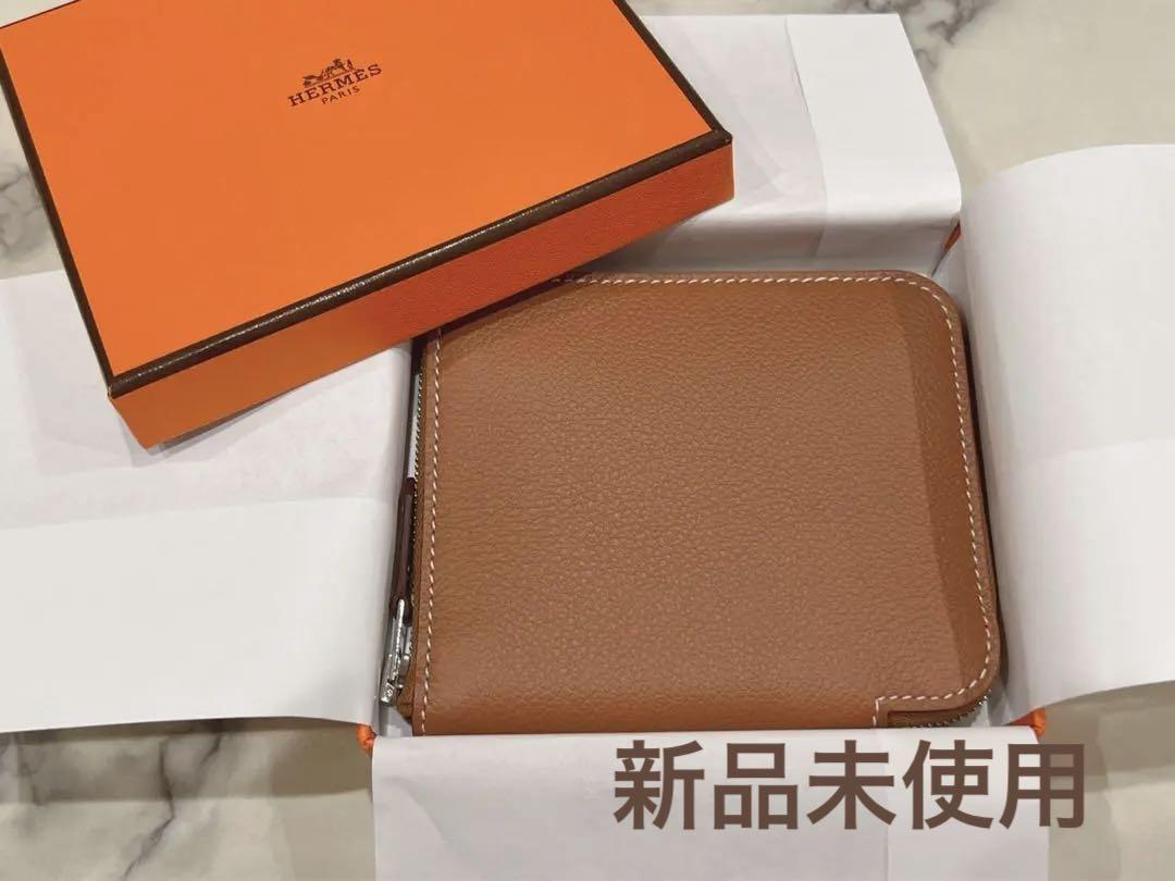 鑑定済・良品★エルメス　アザップ　シルクイン　コンパクト　コインケース　D刻印 エルメス アザップ コンパクト シルクイン ゴールド エバー