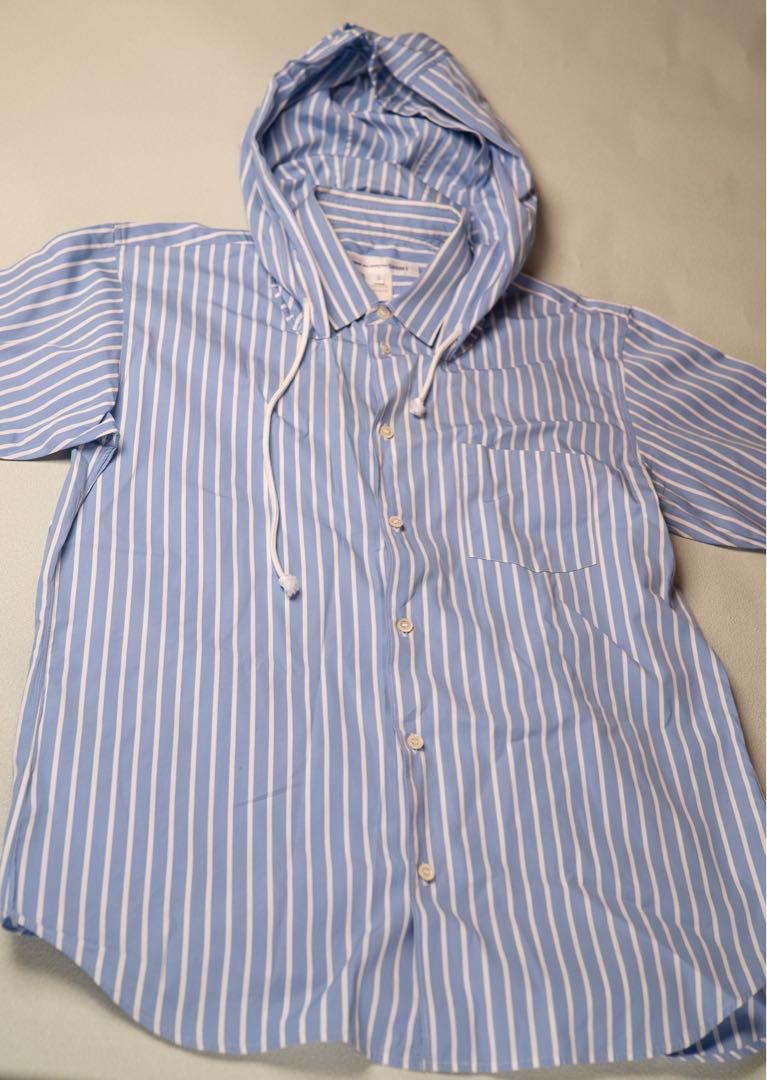 s*p様 コムデギャルソン　シャツ　フード付き青白ストライプシャツ 中古・古着通販】COMME des GARCONS (コムデギャルソン