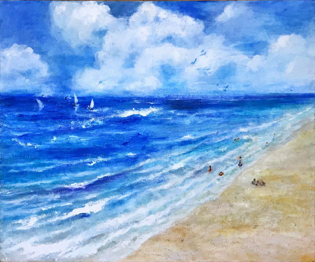 大きな海の絵 F15 絵画 肉筆 （楽天市場】海の絵画 販売の通販）