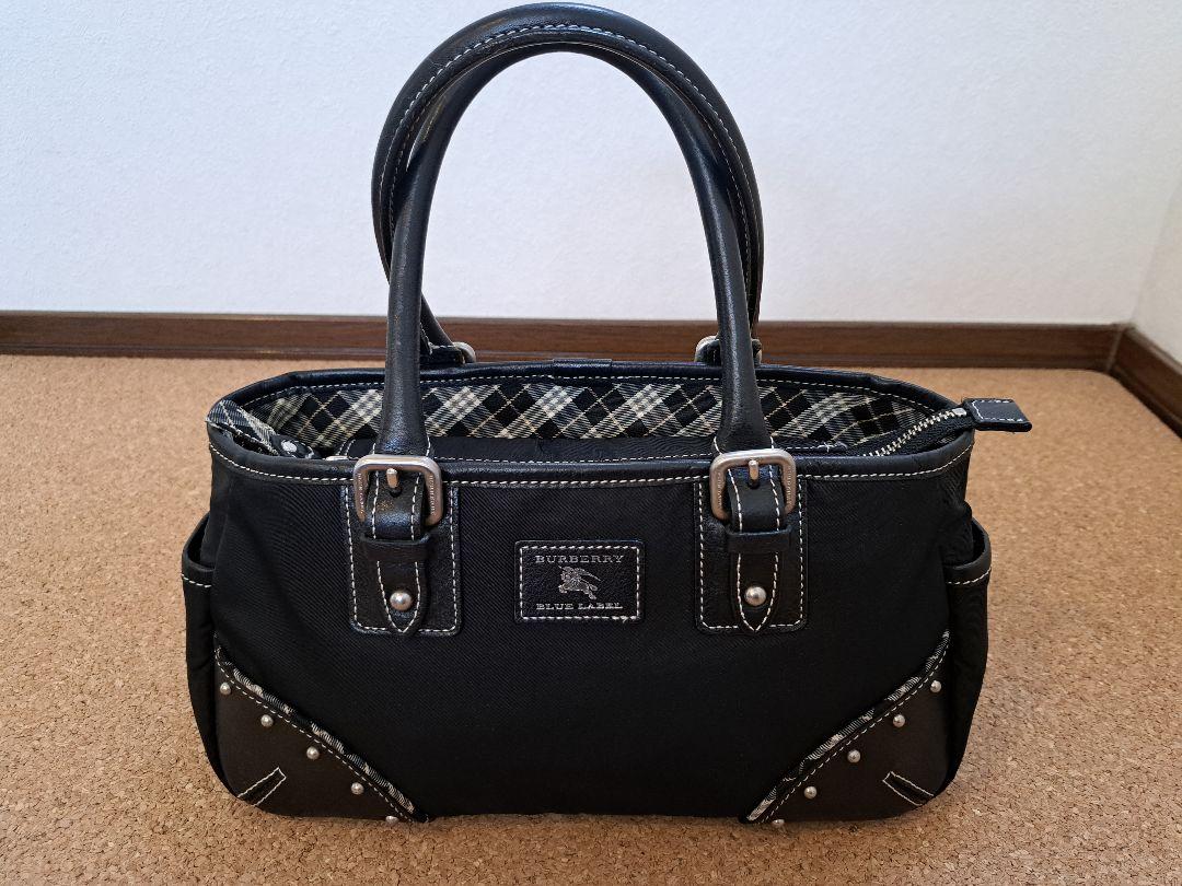 BURBERRY BLUE LABEL 黒 ナイロン ハンドバッグ トートバッグ