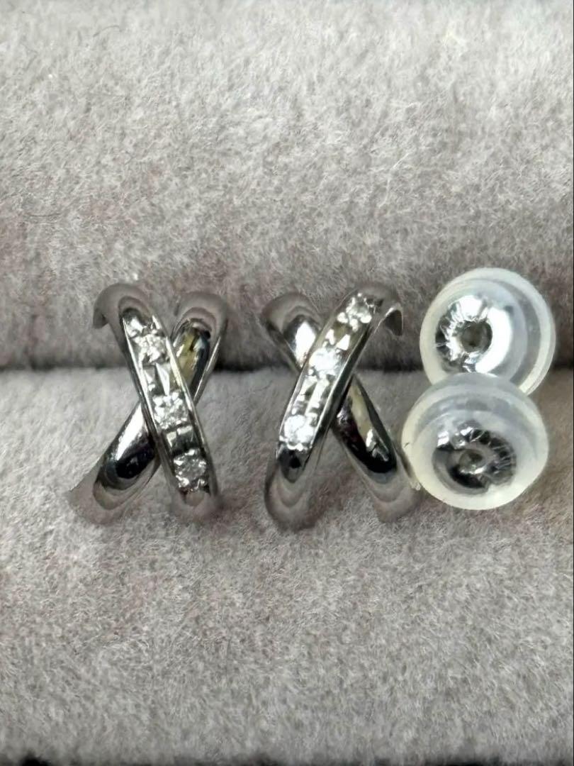 pt900 プラチナ ダイヤモンドピアス キャッチ k14WG （Pt900