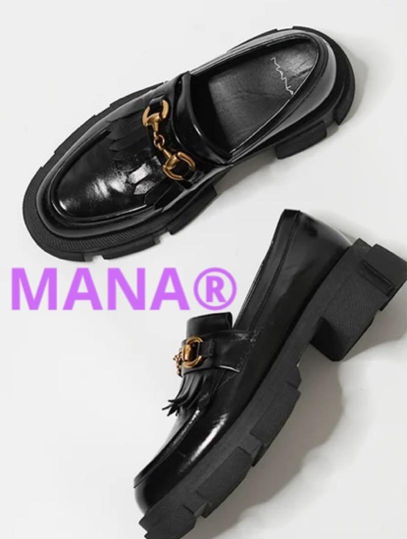 ＊美品＊【MANA 】厚底キルトローファ  ブラック35 美品＊【MANA 】厚底キルトローファ ブラック35（ing（靴