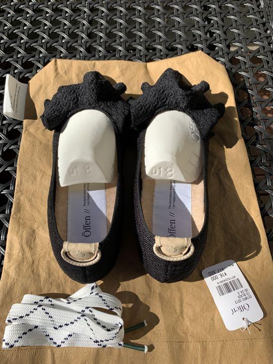 Offen フリル付きフラットシューズ 黒 美品 Offen オッフェン フラットシューズ ビッグフリル ブラック