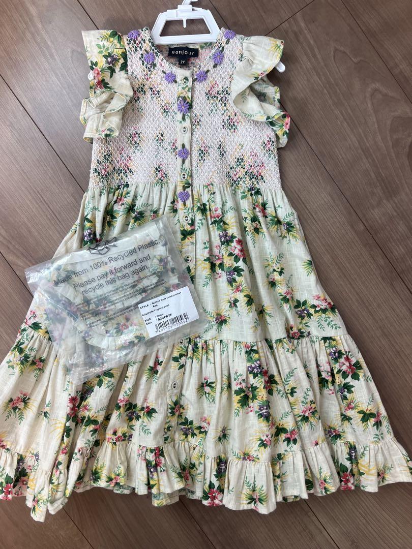 Bonjour Diary 2Y 新品・未使用 ワンピース Bonjour diary Ibiza Dress 2y（Bonjour Diary ワンピース2y