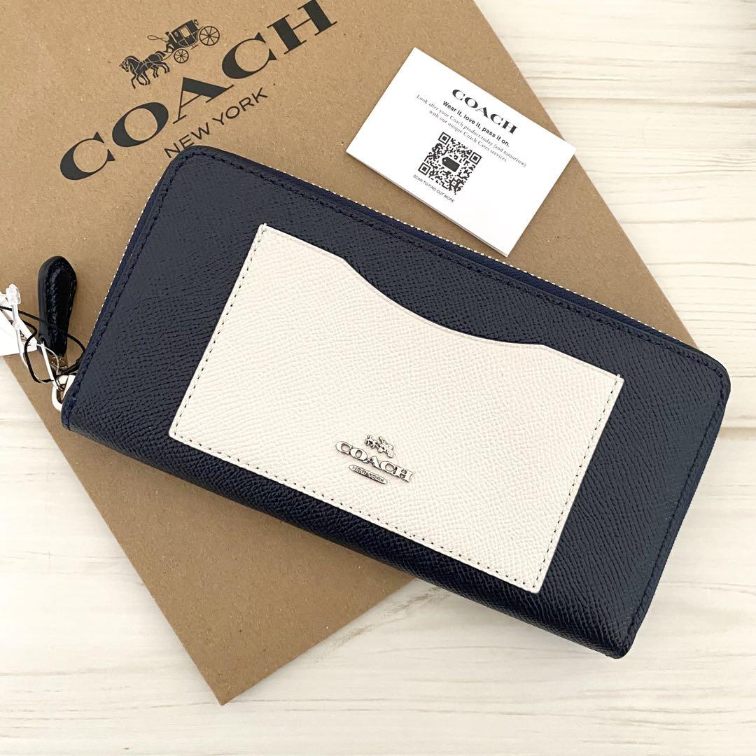 新品 COACH コーチ 長財布 ネイビー ホワイト ツートン 新品 COACH コーチ 長財布 ネイビー ホワイト ツートン（COACH