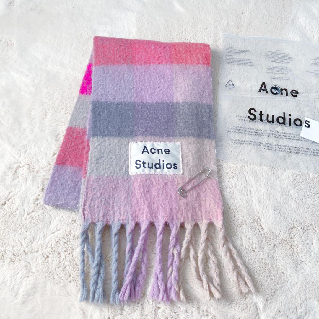 Acne Studios チェック マフラー大判ショール マフラー キャラメル色 350808448_1.jpg