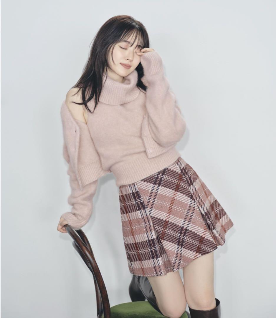 SNIDEL ロービングチェックミニスカート ピンク L(2)サイズ snidel ロービングチェックミニスカート ピンク サイズ:2