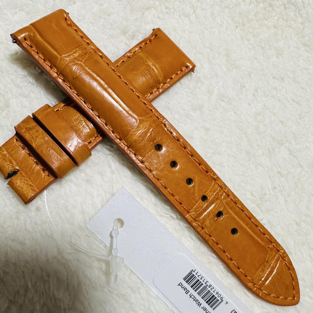 4325#20mm-18mmオレンジ★本物クロコダイル腕時計用ベルト 腕時計 付け替え用 ベルト 本革 メンズ アリゲーター 鰐皮 20mm