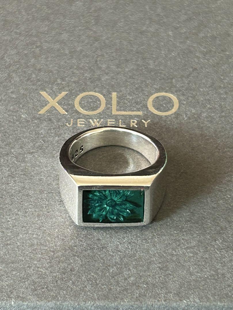 約13号 XOLO Signet Ring Flower 1LDK別注 緑 箱有（XOLO