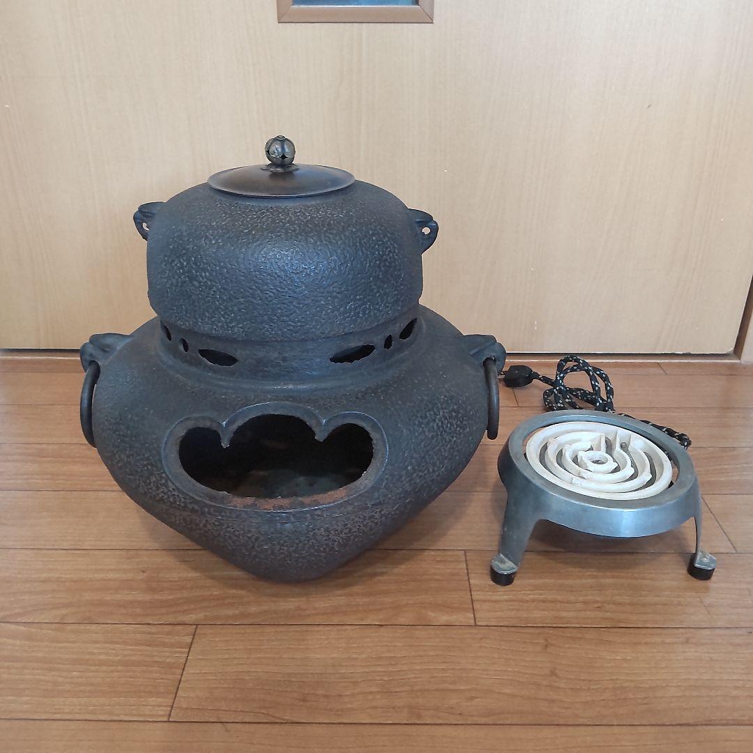 茶道具風炉 釜 電熱器 お茶釜セット タキイ式電熱器 （茶道具