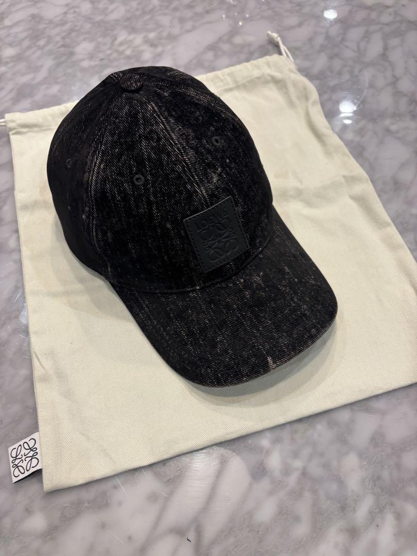 24SS LOEWE パッチ キャップ フロックデニム カーフパッチ キャップ ロエベ パッチ キャップ フロックデニム グリーン アナグラム