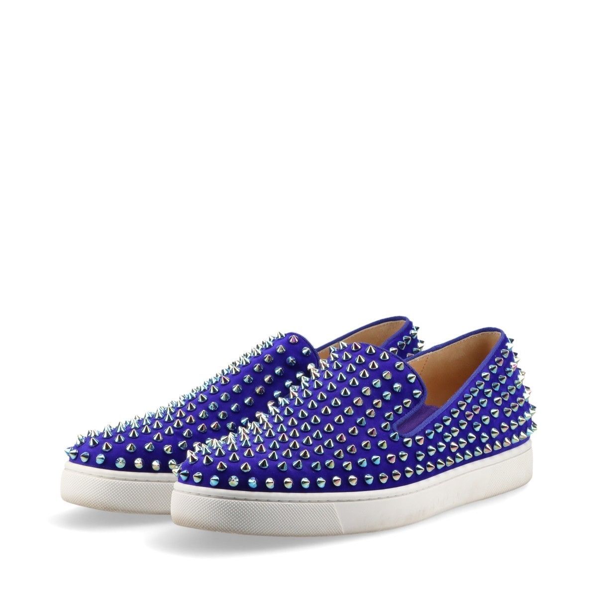 クリスチャンルブタン*青*ローファー/スリッポン/革靴*スタッズ スパイク Christian Louboutin ルブタンスパイクスタッズローファー 24