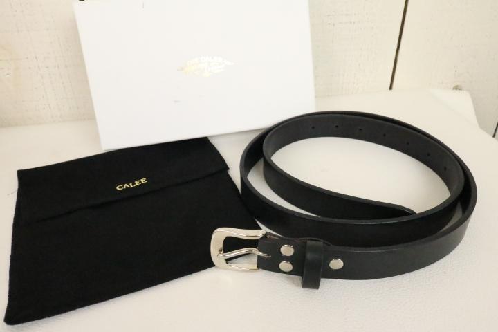 24SS【新品】☆CALEE　キャリー：プレーンレザー　ナローベルト　ブラックＬ CALEE - 【ラスト1点】PLANE LEATHER NARROW BELT (BLACK
