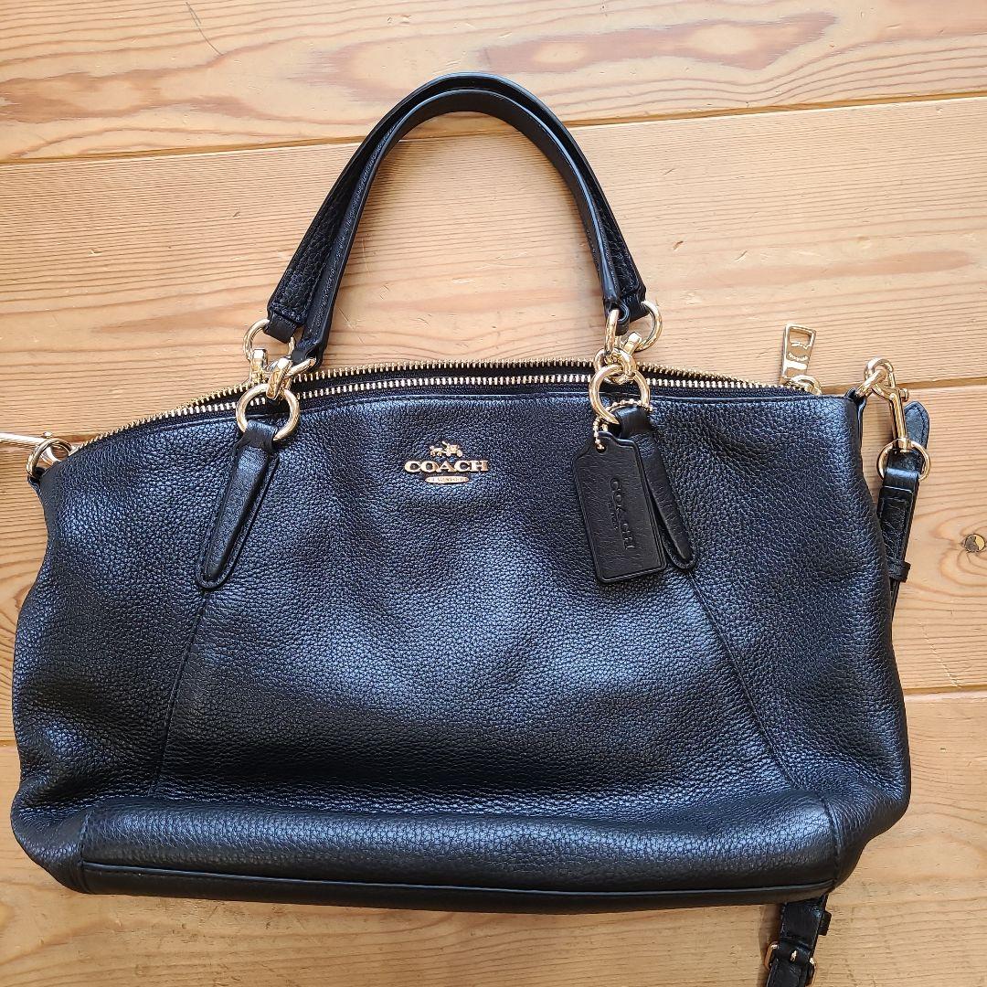 ヒ*ロ様 COACH ブラックレザー ショルダーバッグ COACH ブラックレザー ショルダーバッグ