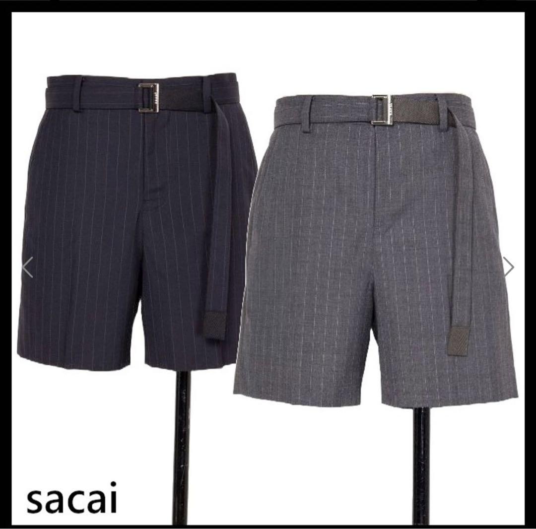 sacai ベルテッドショートパンツ 24-03434m 2024ss sacai 【美品】 / サカイ | 2024SS Suiting Shorts スーチング