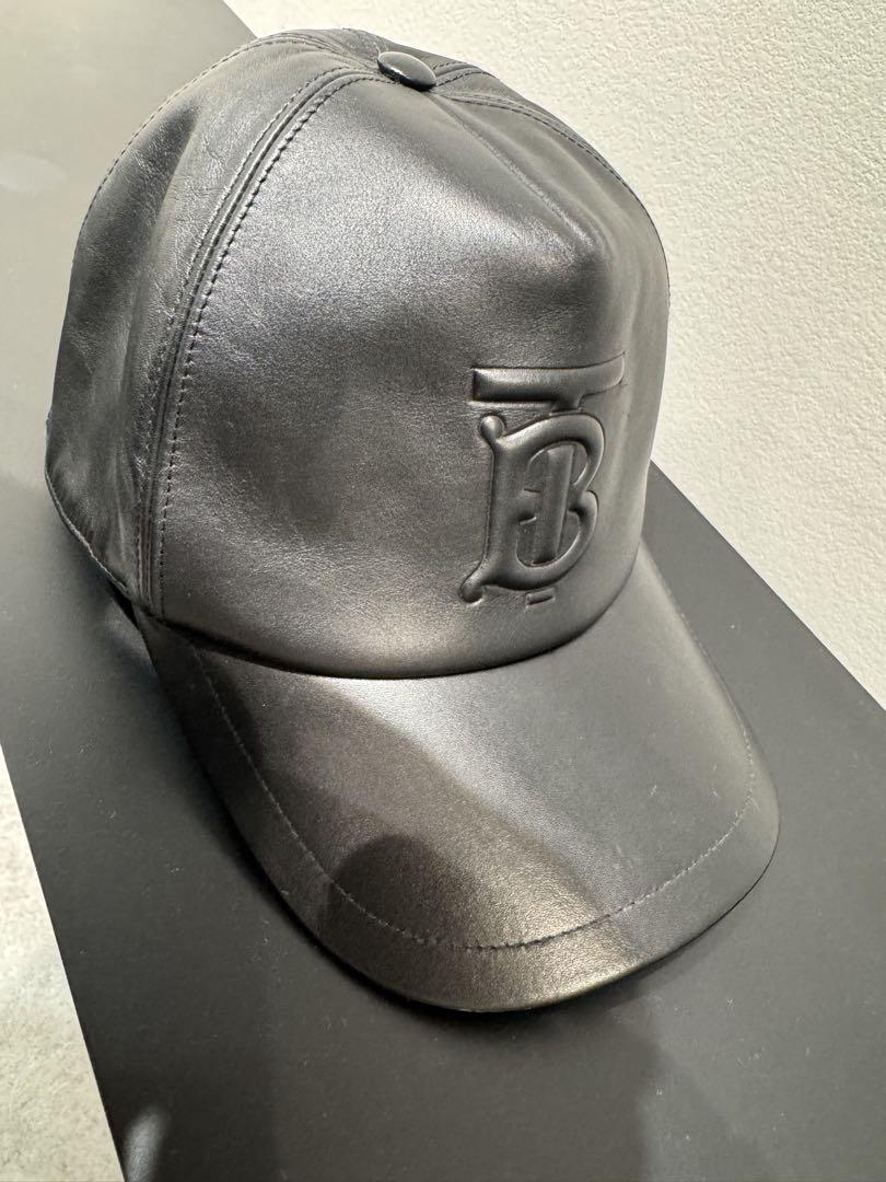 Burberry レザーキャップ 黒（メンズ デザイナー ハット