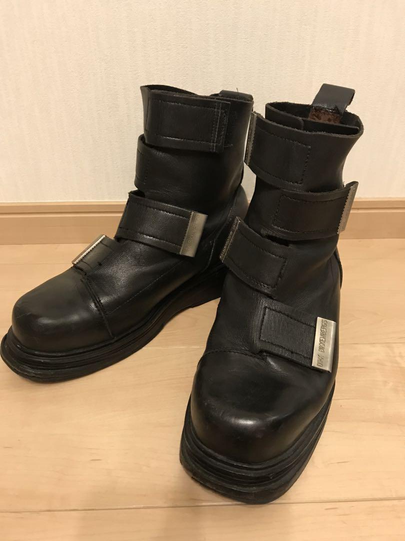 DIRK BIKKEMBERGS　ベルクロ　ファイヤーマンブーツ 1995AW FW1995 Dirk Bikkembergs Double Velcro Strap Leather boots