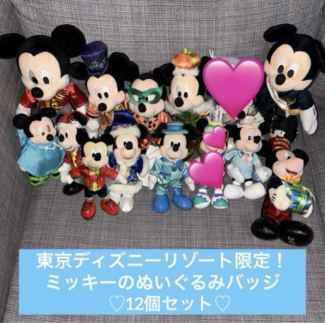 ディズニーリゾート　TDR ミッキー　ぬいぐるみバッジ　ぬいば　12体セット ぬいぐるみバッジに付けられるミニロゼットも登場！東京