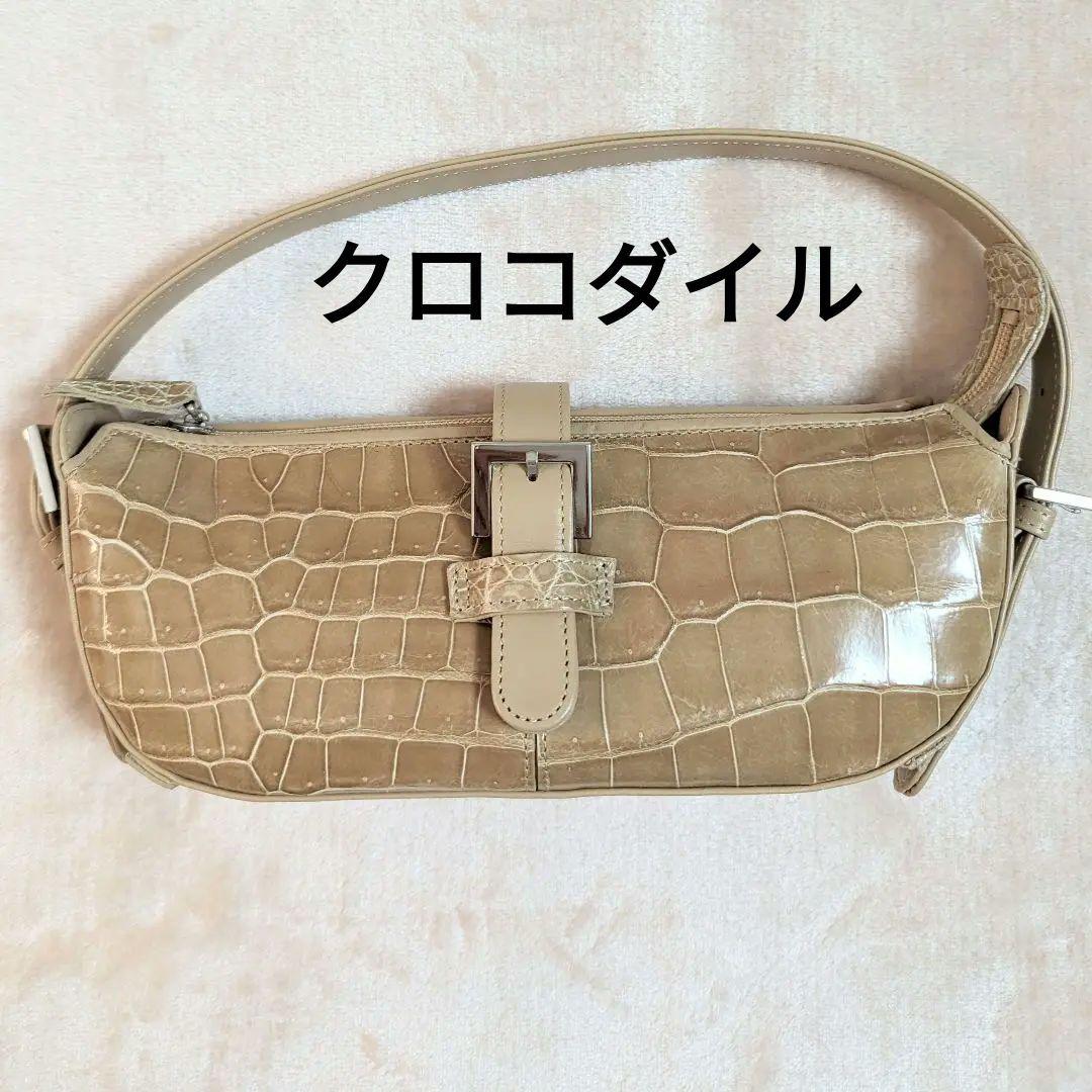 ベージュ クロコダイル風ハンドバッグ クロコ風バッグ （ベージュ） - Fleur accesories shop
