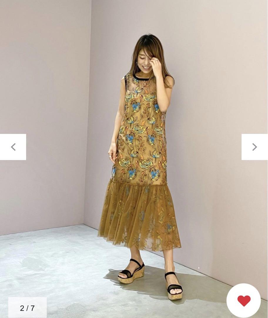 フォクシー　 Cattleya カトレア　38 ワンピース　ドレス　刺繍 フォクシー Cattleya カトレア 38 ワンピース ドレス - メルカリ