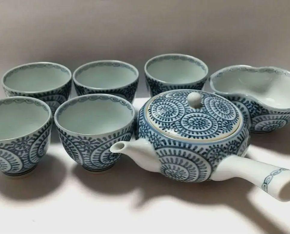 有田焼 源右衛門窯 染付 章魚唐草 煎茶 玉露 茶器セット 未使用