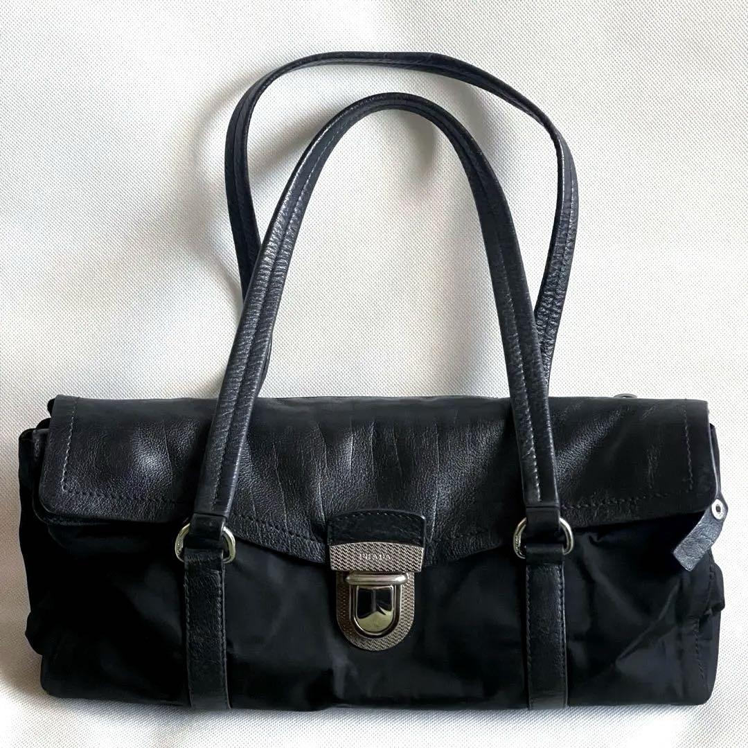 【良品！✨】PRADA プラダ トートバッグ ショルダー ブラック 三角ロゴ 黒 プラダ トートバッグ/ショルダーバッグ バッグ レディース