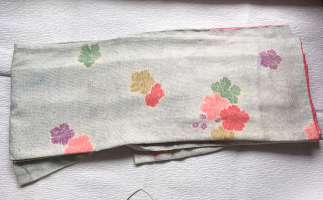 小紋 正絹 上質 広衿 袷 着物 翼-032 着物 正絹 小紋 レディース 紺 花 きもの 刺繍 仕立て上がり