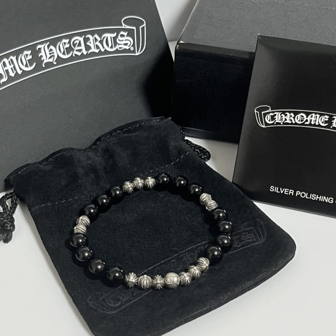 ■Chrome Hearts 8mm マットオニキス ビーズブレスレット ■ CHROME HEARTS クロムハーツ ブレスレット 22K 6mmビーズブレス