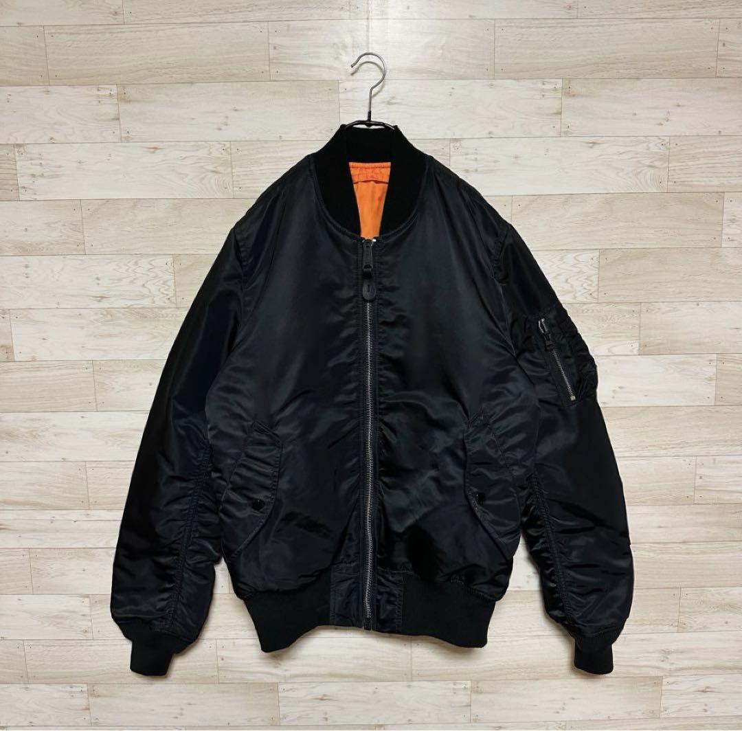 【ALPHA】アルファ MA-1リバーシブル ブラック L ALPHA INDUSTRIES INC (アルファインダストリーズ) リバーシブル