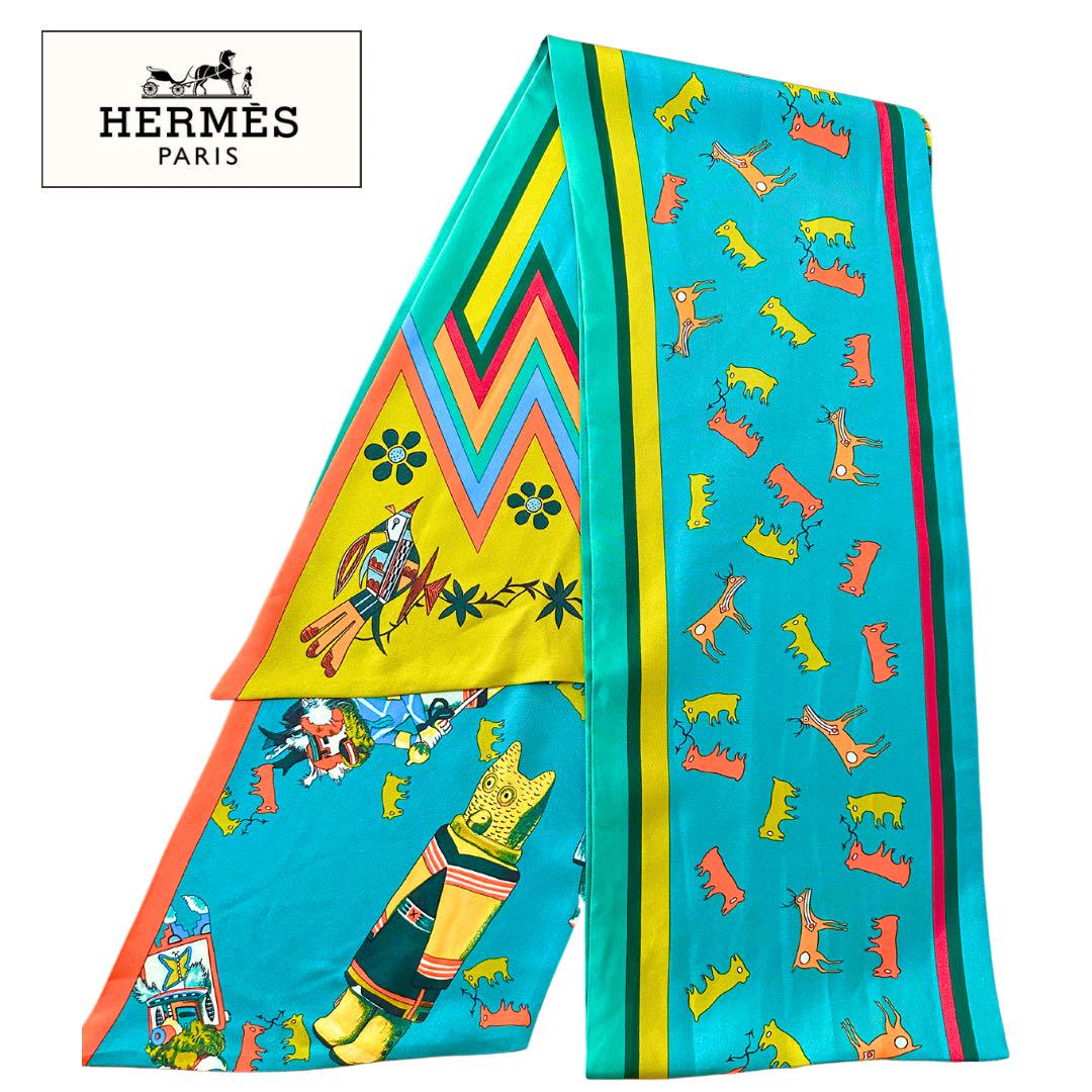 ☘️未使用に近い☘️ HERMES　Kachinas カチナ　マキシツイリー エルメス HERMES マキシツイリー スカーフ Kachinas カチナ【箱】
