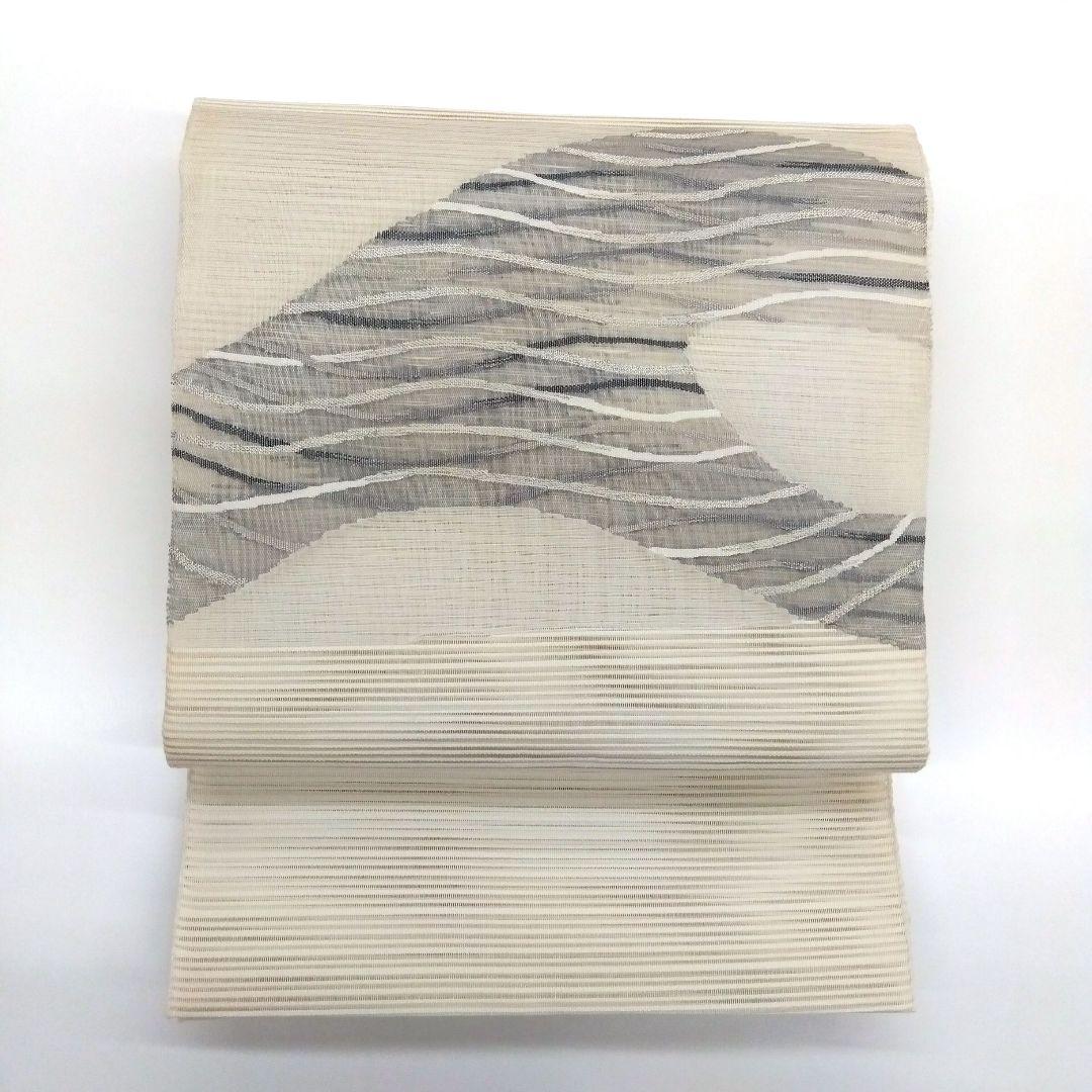 名古屋帯　夏用　絽　抽象模様　横縞　着物　055w 名古屋帯夏用絽抽象模様横縞着物055w