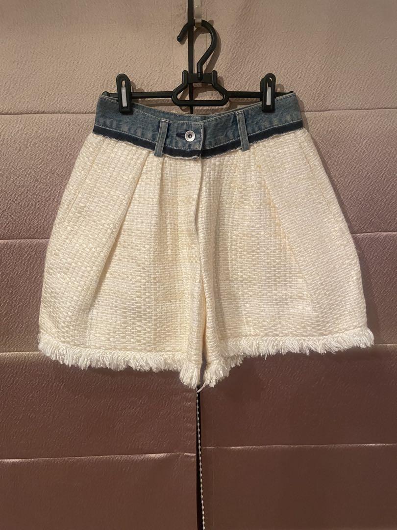 \" sacai サカイ \" ツイード ショートパンツ sacai サカイ ショートパンツ 0(XS位) 紺x黒(ツイード) 【古着