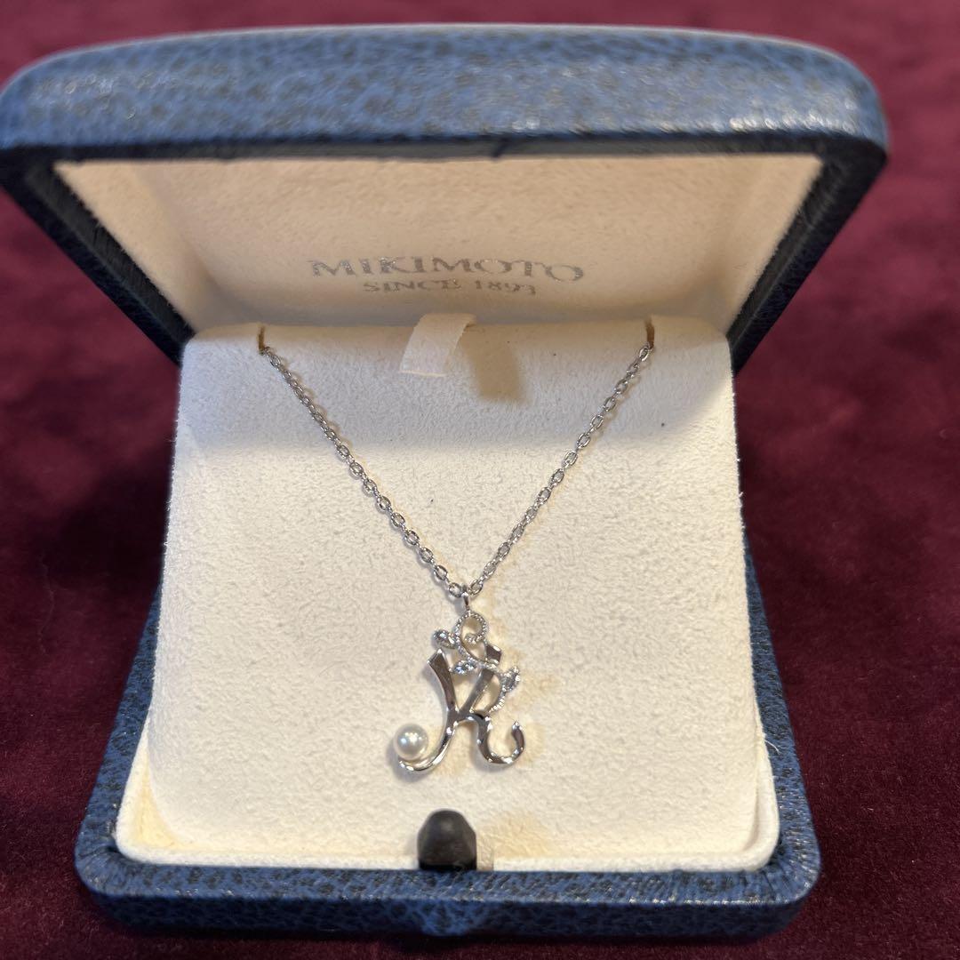 【美品】MIKIMOTOミキモトネックレス　イニシャル『Ｋ』 MIKIMOTO ミキモト イニシャル K アコヤパール 真珠 ネックレス