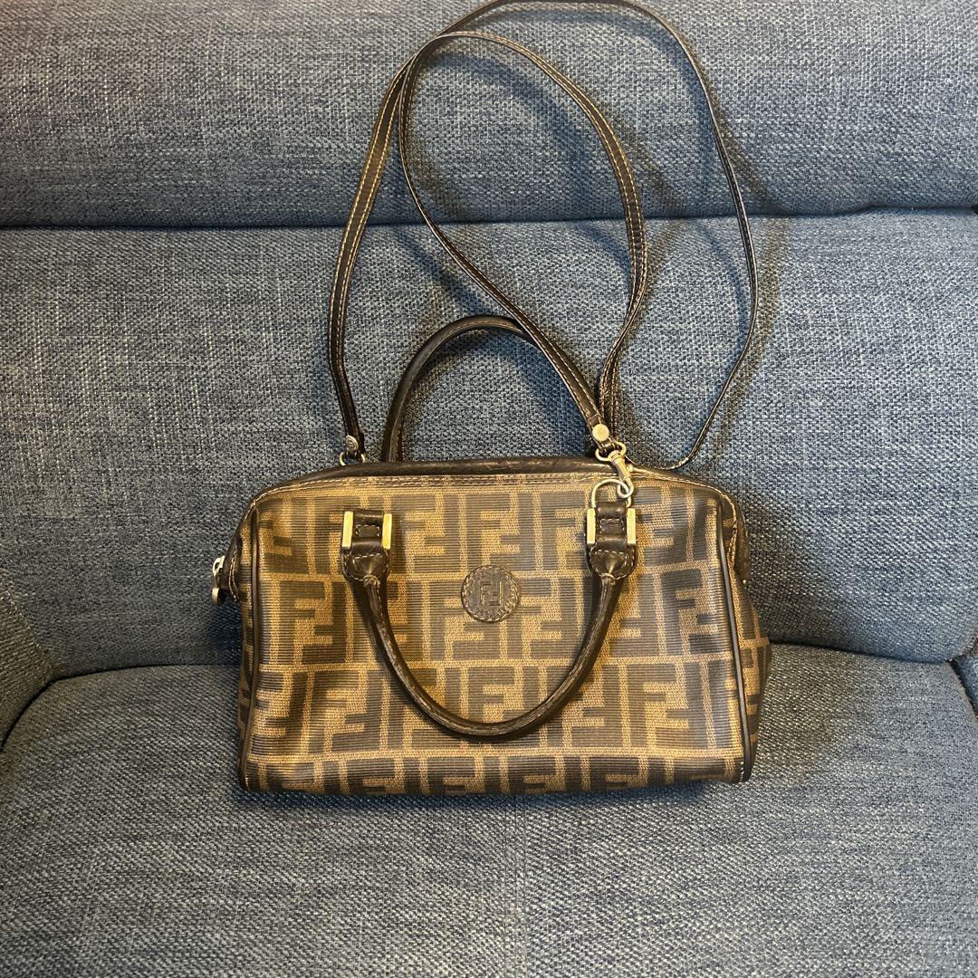 【希少•美品】フェンディ ズッカ柄×ハラコ ミニボストンバッグ　肩かけ FENDI 状態完璧！ズッカ柄ミニボストンバッグのご紹介