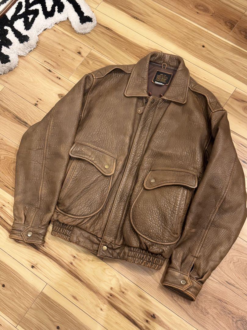う*ん様 【希少】a-2 Vintage 短丈90s ブラウン レザージャケット 短丈 90s ヴィンテージ VINTAGE A-2 レザージャケット ブラウン