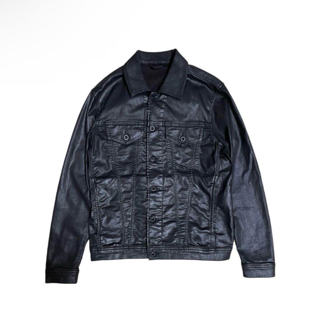 美品　DIESEL デニムジャケット　ジョグジーンズ　コーティング加工　ブラック diesel ジョグジーンズ ジャケット ブラックコーティング
