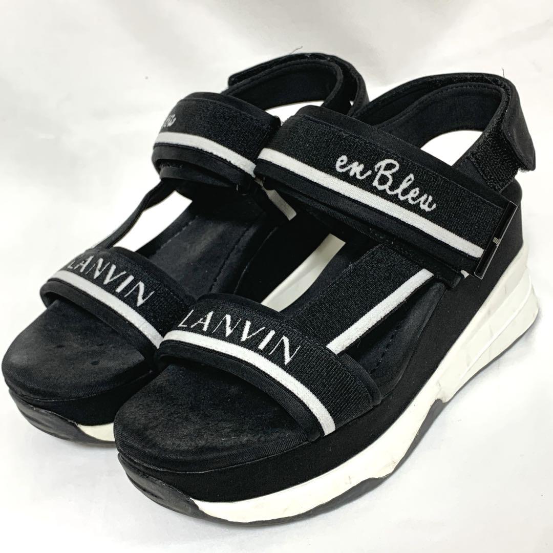 まぁ　LANVINenBlue フラットパンプス ブラック ランバン オン ブルー LANVIN en Bleu プラットフォームバック