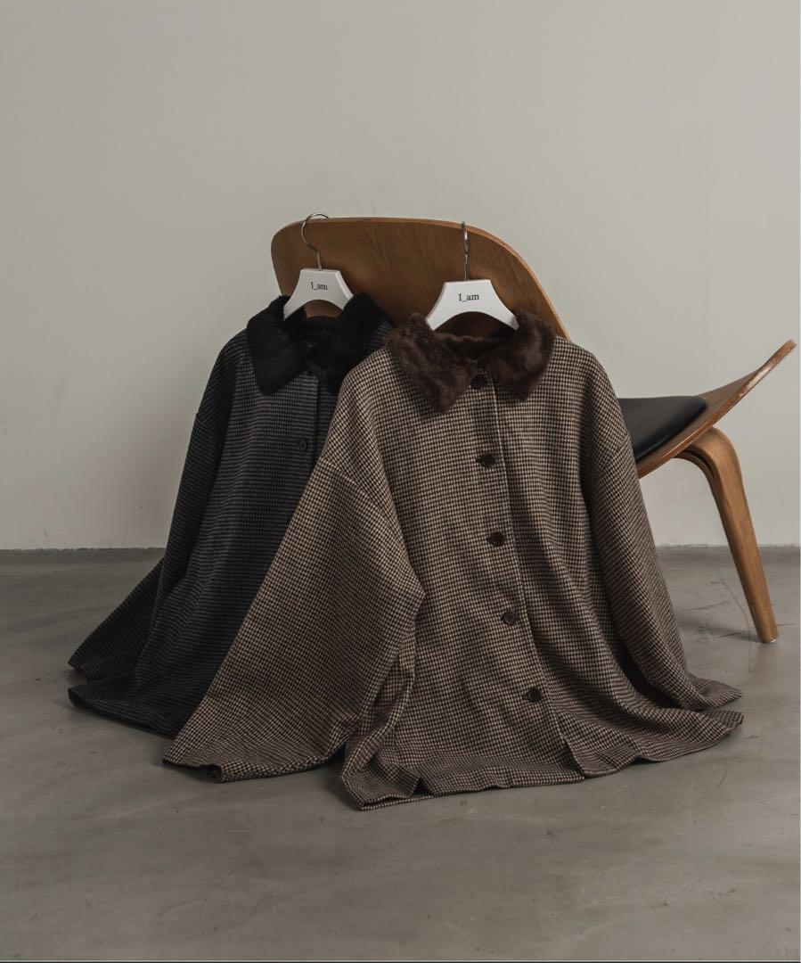 【i_am】 2way fur midi check coat i_am】 2way fur midi check coat（Check coat in a casual