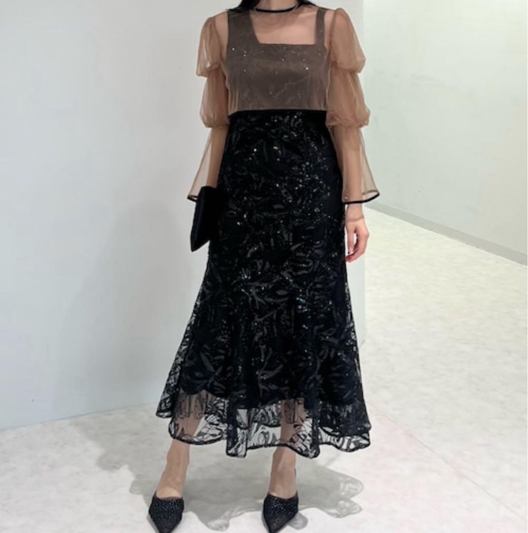ドレス 「LEJA」フレアスリーブボレロ花柄刺繍マーメイドドレス