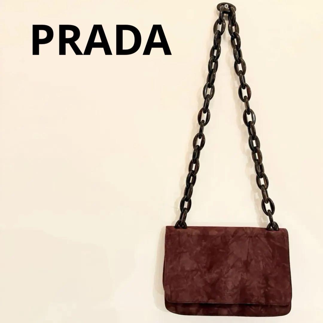 PRADA プラダ　チェーン　ワンショルダーバッグ　スエード　タイダイカラー PRADA プラダ チェーン ワンショルダーバッグ スエード タイダイ