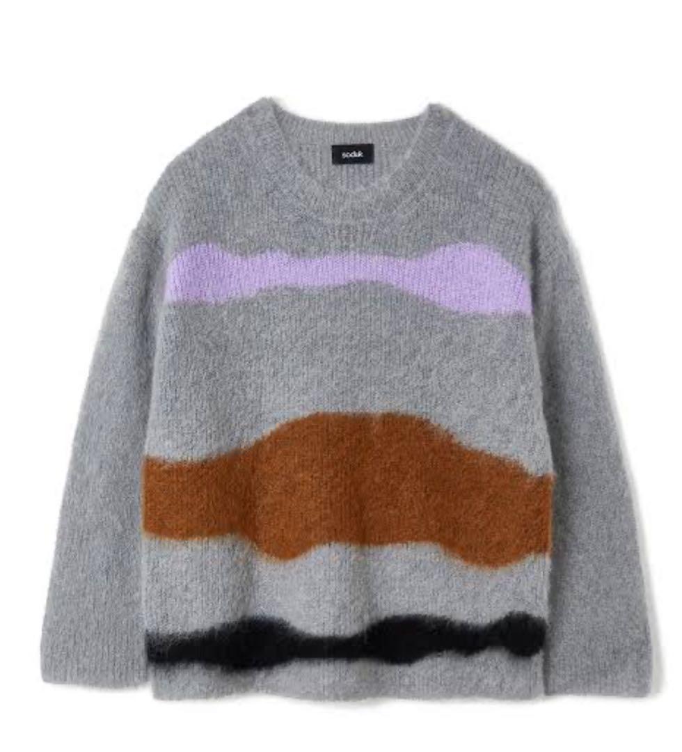 soduk スドーク drawing knit soduk】drawing knit top/ gray（soduk | spring summer 23