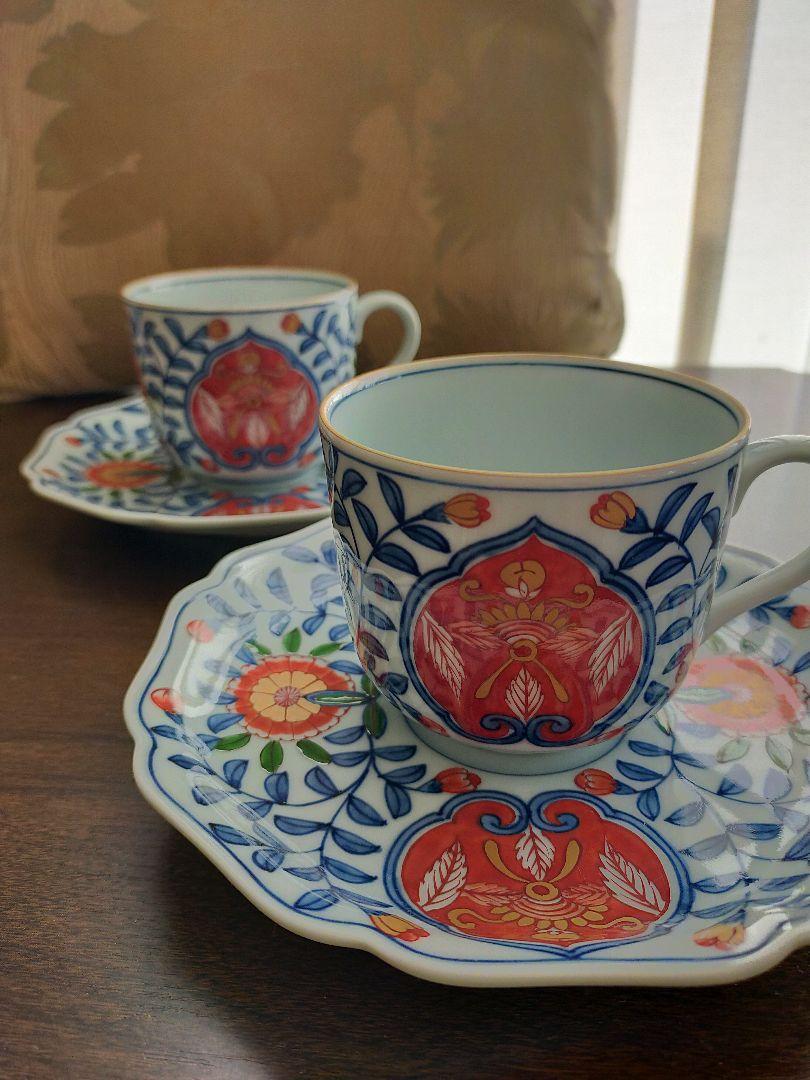 専用です♪源右衛門 古伊万里風錦唐花コーヒーカップ 2客 （全