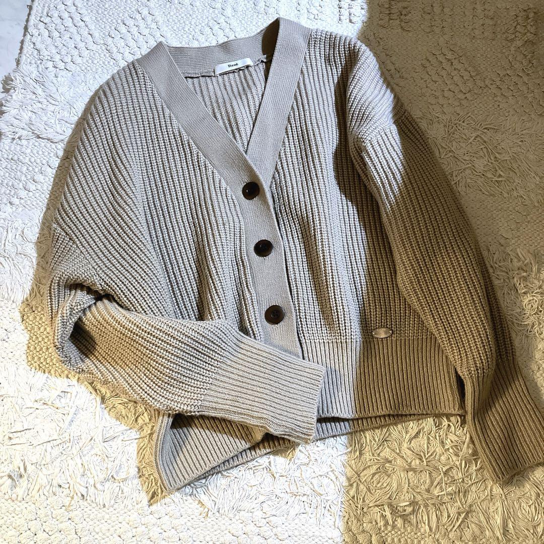 René - ルネ ニット カーディガン　ロング　カシミヤ　フード ルネ ニット カーディガン ロング カシミヤ フード