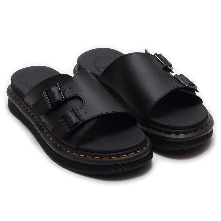 靴 Dr.Martens LORSAN DAX BL ACK Hydro Dax Men's Leather Slide Sandals in Black | Dr. Martens