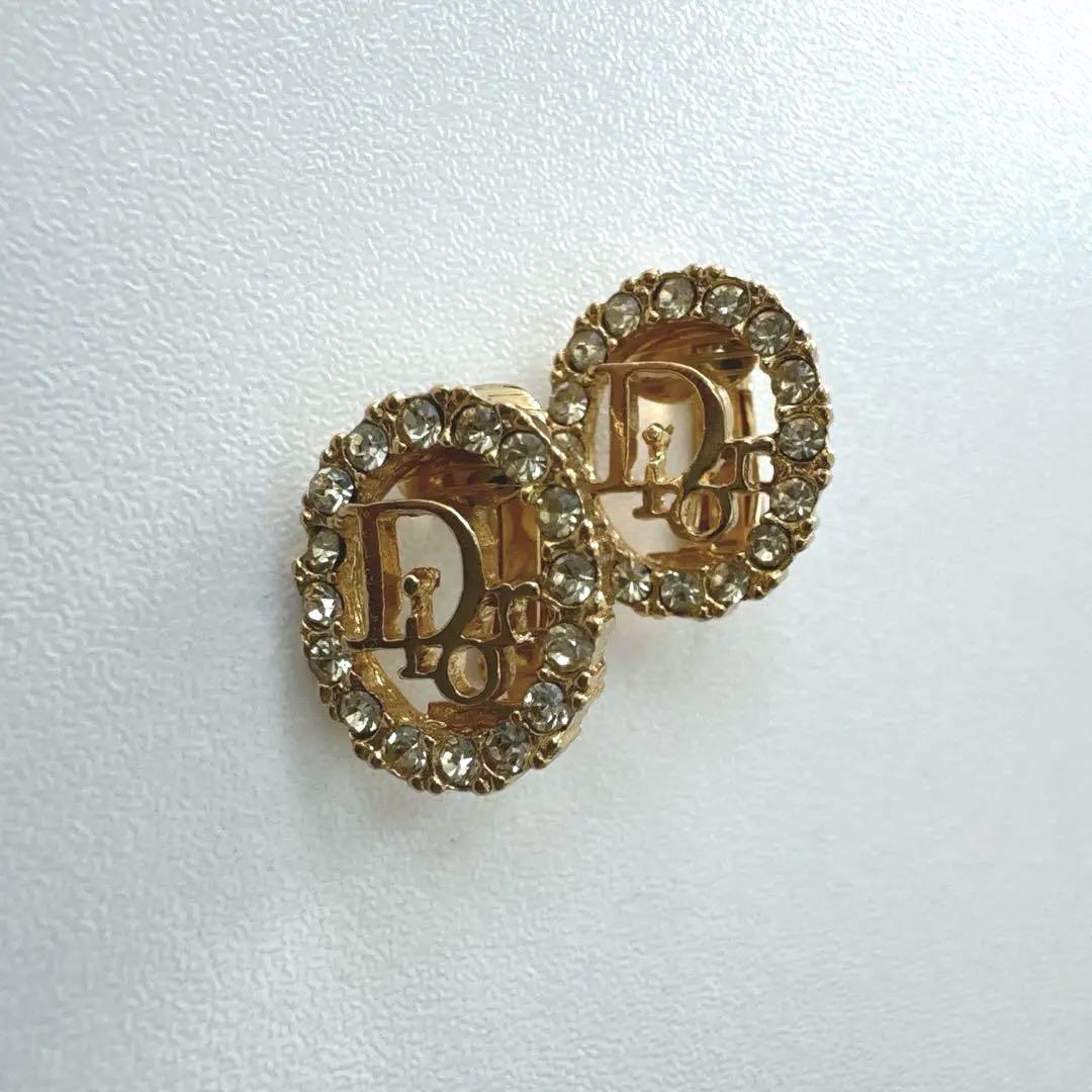極美品】 ディオール Dior ラインストーンイヤリング 希少