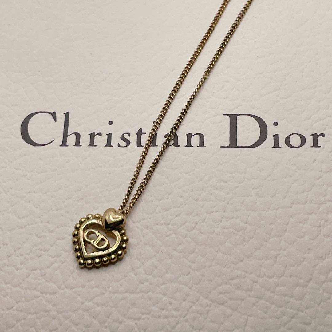 ディオール Dior ネックレス ハート CD ゴールド 刻印