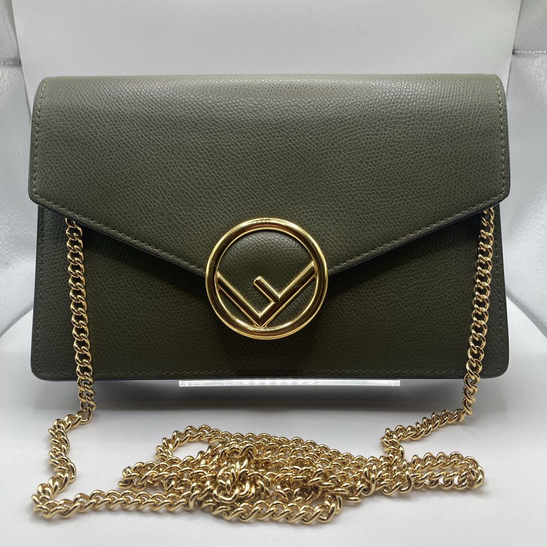 ♦FENDI♦バゲットチェーンウォレットバッグ☆正規品 バゲット チェーン付き 長財布 レザー ブラック | Fendi