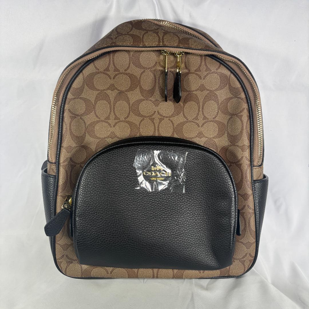 COACH シグネチャー バックパック C5671 ブラウン×ブラック COACH】リュック シグネチャー ブラウン キャンパスレザー C5671