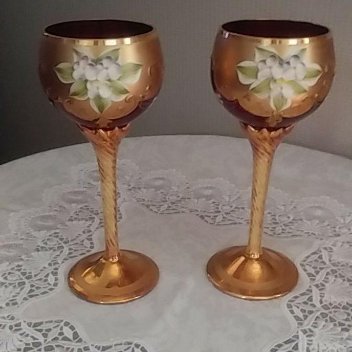ベネチアMURANO GLASSのワイングラスペア（ベネチアングラス