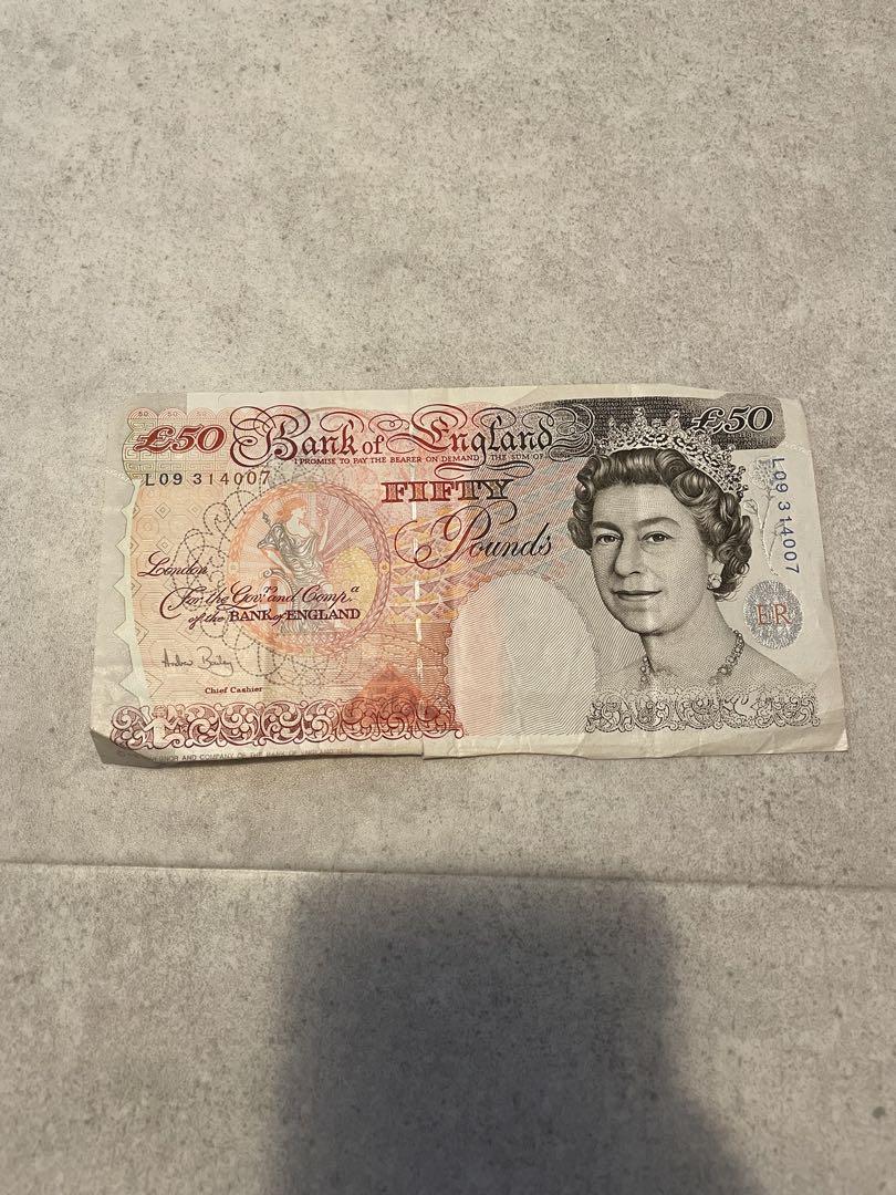 英国　イギリス　ポンド　旧紙幣　50ポンド✕2枚　計100ポンド イギリスポンド(GBP) 50ポンド紙幣の価格・金額（買取）ならJ